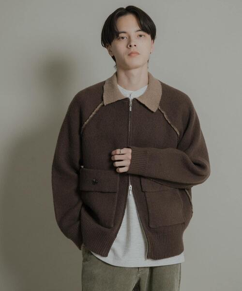 SENSE OF PLACE by URBAN RESEARCH(センスオブプレイスバイアーバンリサーチ)の「バイカラーニットジップブルゾン(ブルゾン・メンズ・ブラック/ブラウン・MEDIUM/LARGE)」の20枚目の写真