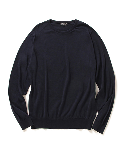 JOHN SMEDLEY(ジョンスメドレー)の「◇JOHN SMEDLEY / 30ゲージ クルー(JAPAN MODEL)(ニット/セーター・メンズ・ネイビー/ベージュ/シルバーグレー・LARGE/MEDIUM/SMALL)」の1枚目の写真