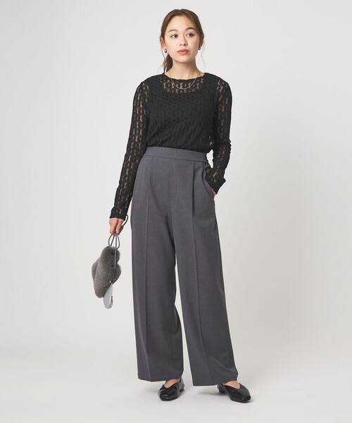 green label relaxing(グリーンレーベルリラクシング)の「【WEB限定】<at ease>シャーリングレース プルオーバー カットソー(Tシャツ/カットソー・レディース・ブラック/ホワイト・FREE)」の5枚目の写真