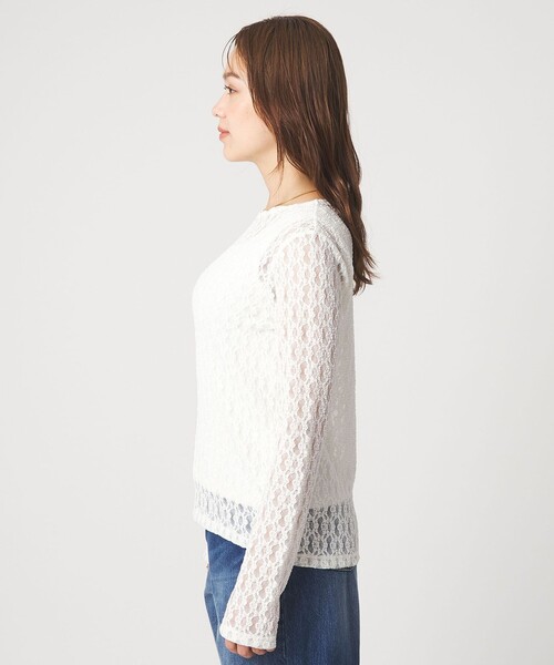 green label relaxing(グリーンレーベルリラクシング)の「【WEB限定】<at ease>シャーリングレース プルオーバー カットソー(Tシャツ/カットソー・レディース・ブラック/ホワイト・FREE)」の8枚目の写真