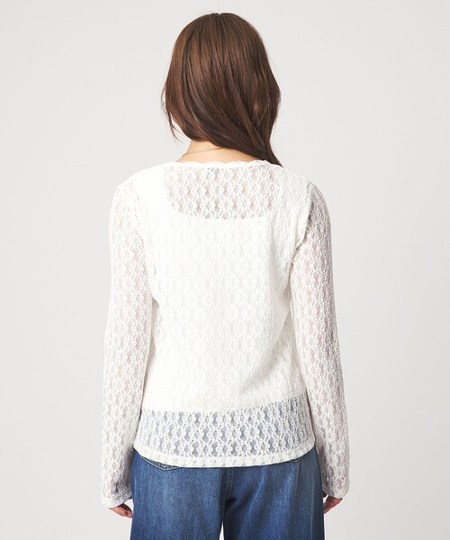 green label relaxing(グリーンレーベルリラクシング)の「【WEB限定】<at ease>シャーリングレース プルオーバー カットソー(Tシャツ/カットソー・レディース・ブラック/ホワイト・FREE)」の9枚目の写真