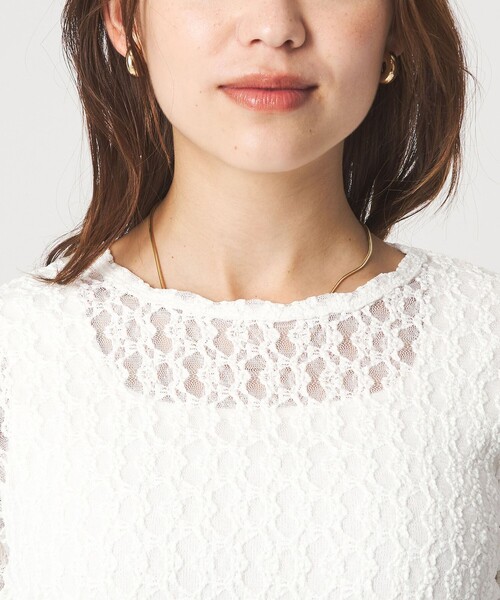 green label relaxing(グリーンレーベルリラクシング)の「【WEB限定】<at ease>シャーリングレース プルオーバー カットソー(Tシャツ/カットソー・レディース・ブラック/ホワイト・FREE)」の10枚目の写真