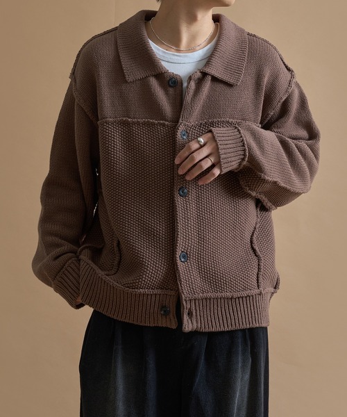 epnok（エプノック）の「アウトリンキングニットジャケット（ブルゾン・メンズ・モカ/チャコールグレー/ブラック・SMALL/MEDIUM/LARGE）」の3枚目の写真