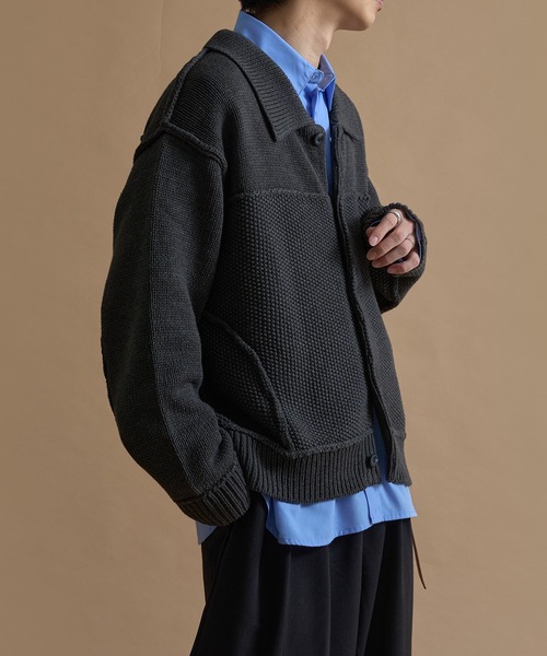 epnok（エプノック）の「アウトリンキングニットジャケット（ブルゾン・メンズ・モカ/チャコールグレー/ブラック・SMALL/MEDIUM/LARGE）」の21枚目の写真