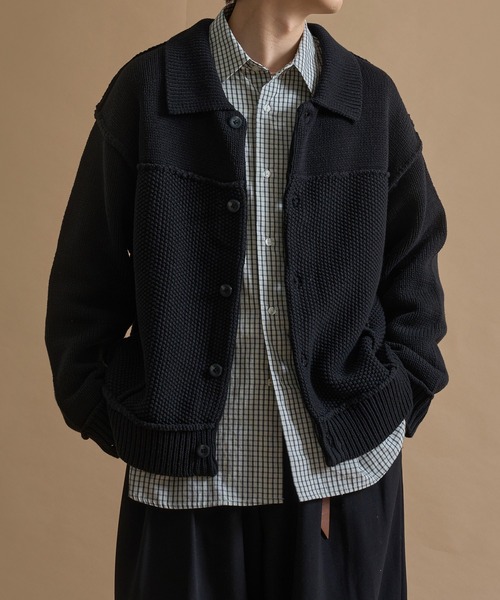 epnok（エプノック）の「アウトリンキングニットジャケット（ブルゾン・メンズ・モカ/チャコールグレー/ブラック・SMALL/MEDIUM/LARGE）」の7枚目の写真