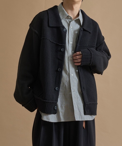 epnok（エプノック）の「アウトリンキングニットジャケット（ブルゾン・メンズ・モカ/チャコールグレー/ブラック・SMALL/MEDIUM/LARGE）」の10枚目の写真