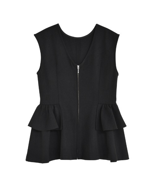 Re:EDIT（リエディ）の「[公式サイト先行販売][洗濯機で洗える]圧縮ウールライクフロントジップペプラムベスト（ベスト・レディース・ブラック/チャコールグレー/ブラウン・MEDIUM/LARGE）」の19枚目の写真