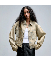 ERER（エルエル）の「ウォッシュドデニムクロップジャケット ベージュ（デニムジャケット）」