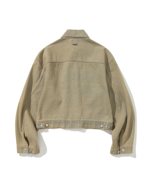 ERER(エルエル)の「ウォッシュドデニムクロップジャケット ベージュ(デニムジャケット・レディース・Beige・FREE)」の2枚目の写真