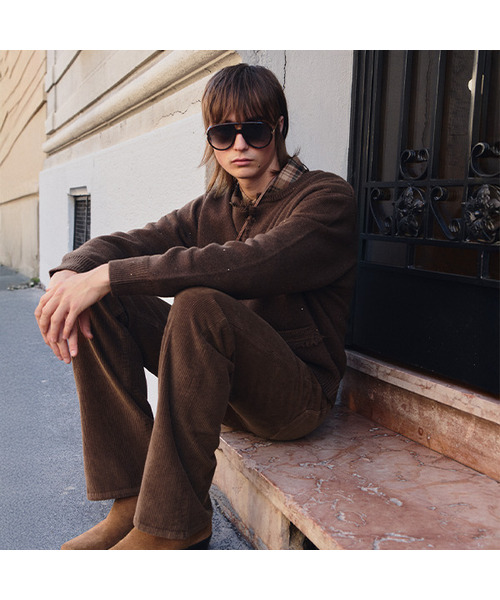 ヴィンテージスパークリングウールツイードカーディガンブラウン