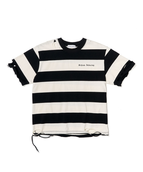 SCHISM INDUCING（スキズムインデューシング）の「BORO STRIPE T SHIRT BLACK（Tシャツ/カットソー・レディース・その他・LARGE/MEDIUM）」の2枚目の写真