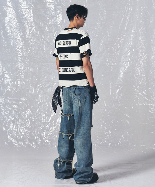SCHISM INDUCING（スキズムインデューシング）の「BORO STRIPE T SHIRT BLACK（Tシャツ/カットソー・レディース・その他・LARGE/MEDIUM）」の19枚目の写真