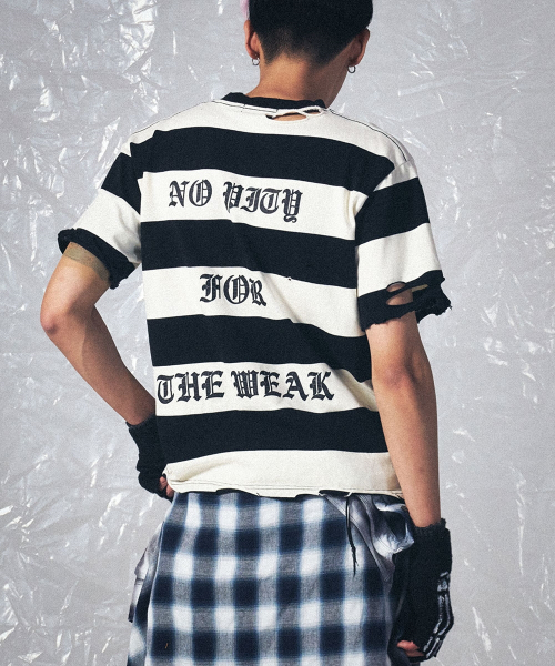 SCHISM INDUCING（スキズムインデューシング）の「BORO STRIPE T SHIRT BLACK（Tシャツ/カットソー・レディース・その他・LARGE/MEDIUM）」の20枚目の写真