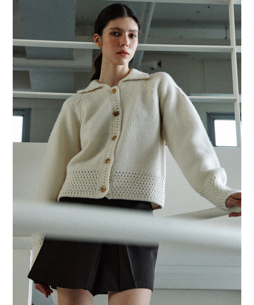 le(ル)の「trimming point soft wool cardigan (ivory)(ニット/セーター・レディース・その他・FREE)」の1枚目の写真