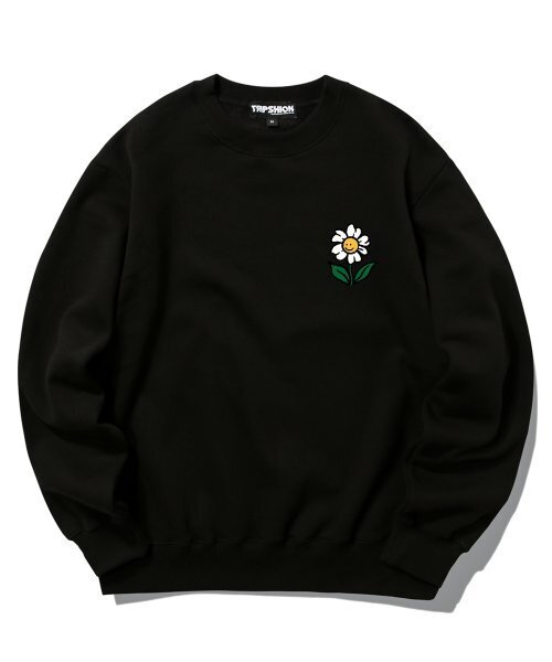 TRIPSHION(トリップション)の「シングルフラワーロゴクルーネック - ブラック(スウェット・メンズ・その他・LARGE/MEDIUM/X-LARGE)」の1枚目の写真