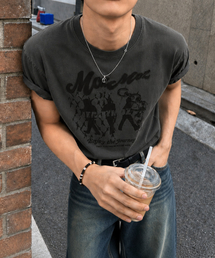 ウォーキングモズ オーバーサイズ ピグメント 半袖Tシャツ チャコール
