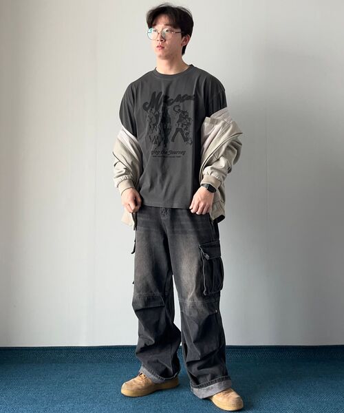 MOZMOZ(モズモズ)の「ウォーキングモズ オーバーサイズ ピグメント 半袖Tシャツ チャコール(Tシャツ/カットソー・レディース・その他・M/XL/XXL)」の12枚目の写真