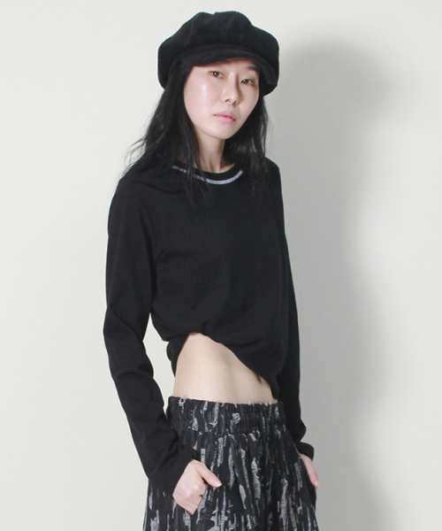 DEMARC(ドゥマーク)の「ネックスティッチポイントセミクロップ長袖Tシャツブラック(Tシャツ/カットソー・レディース・その他・MEDIUM/LARGE)」の9枚目の写真