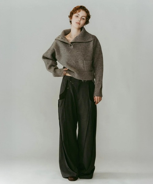 Knuth Marf（クヌースマーフ）の「pierced drape pants(unisex)（スラックス・レディース・ブラック/ストライプ・S/XS）」の13枚目の写真