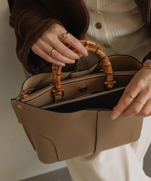 ROPE'(ロペ)の「【E'POR】BAMBOO BAG Medium/軽量・通勤・26SS(ハンドバッグ・レディース・オフホワイト/ベージュ系その他2/ブラック系その他2・FREE)」の21枚目の写真