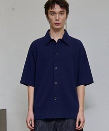 NET HALF SLEEVE COLLAR CARDIGAN (NAVY)