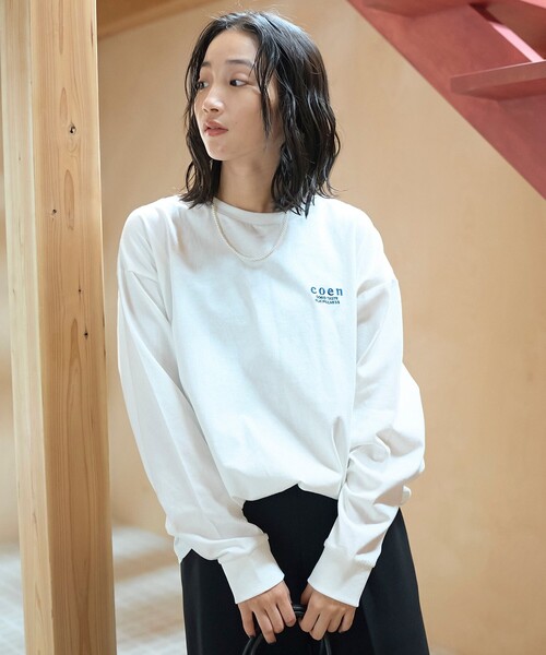 coen（コーエン）の「【再入荷/新色登場】coen（コーエン）ロゴ刺繍 ユニロンT（Tシャツ/カットソー・レディース・その他2/その他1/ダークグレー/オフホワイト・L/M）」の8枚目の写真