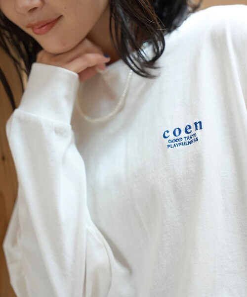 coen（コーエン）の「【再入荷/新色登場】coen（コーエン）ロゴ刺繍 ユニロンT（Tシャツ/カットソー・レディース・その他2/その他1/ダークグレー/オフホワイト・L/M）」の10枚目の写真
