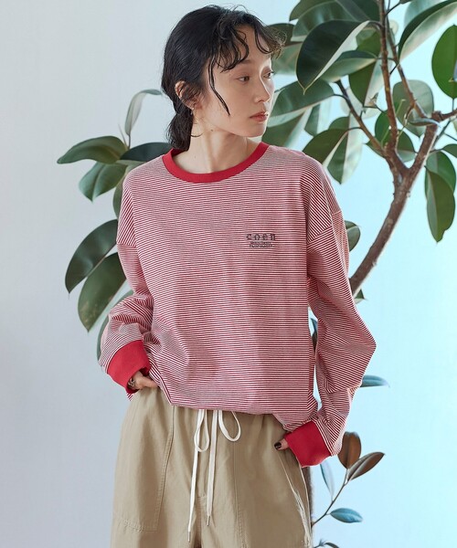 coen（コーエン）の「【再入荷/新色登場】coen（コーエン）ロゴ刺繍 ユニロンT（Tシャツ/カットソー・レディース・その他2/その他1/ダークグレー/オフホワイト・L/M）」の13枚目の写真