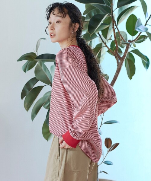 coen（コーエン）の「【再入荷/新色登場】coen（コーエン）ロゴ刺繍 ユニロンT（Tシャツ/カットソー・レディース・その他2/その他1/ダークグレー/オフホワイト・L/M）」の14枚目の写真