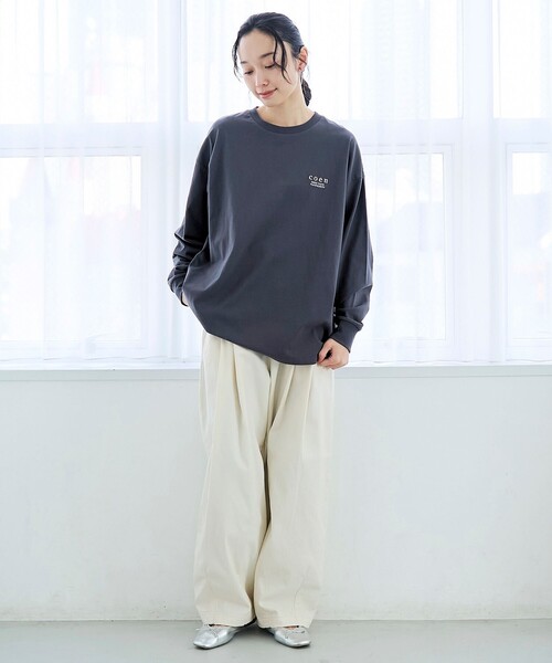 coen（コーエン）の「【再入荷/新色登場】coen（コーエン）ロゴ刺繍 ユニロンT（Tシャツ/カットソー・レディース・その他2/その他1/ダークグレー/オフホワイト・L/M）」の17枚目の写真