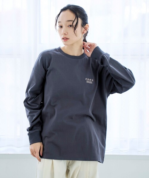 coen（コーエン）の「【再入荷/新色登場】coen（コーエン）ロゴ刺繍 ユニロンT（Tシャツ/カットソー・レディース・その他2/その他1/ダークグレー/オフホワイト・L/M）」の19枚目の写真