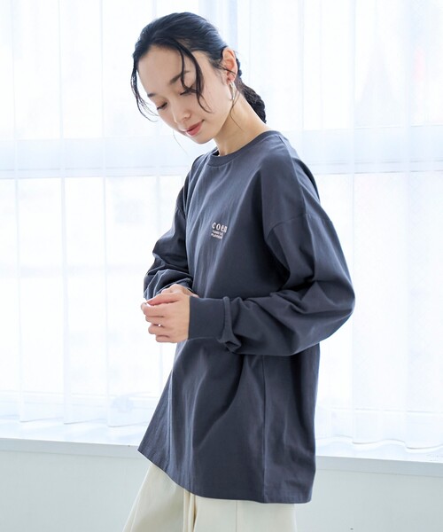 coen（コーエン）の「【再入荷/新色登場】coen（コーエン）ロゴ刺繍 ユニロンT（Tシャツ/カットソー・レディース・その他2/その他1/ダークグレー/オフホワイト・L/M）」の20枚目の写真