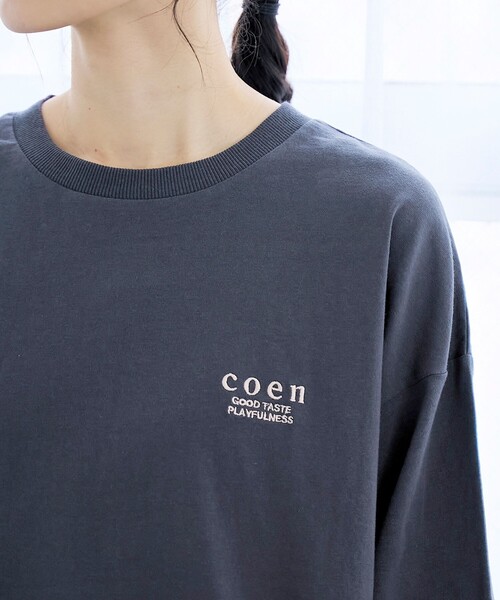 coen（コーエン）の「【再入荷/新色登場】coen（コーエン）ロゴ刺繍 ユニロンT（Tシャツ/カットソー・レディース・その他2/その他1/ダークグレー/オフホワイト・L/M）」の22枚目の写真