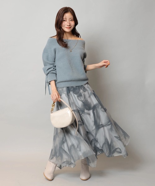 Apuweiser-riche（アプワイザーリッシェ）の「リボンテープフロッキースカート（スカート・レディース・ベージュ系その他/ブルー系その他3・2/1/0）」の2枚目の写真