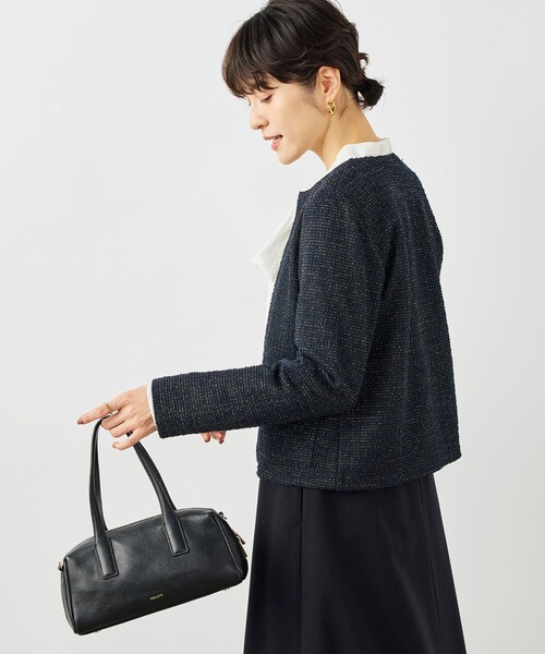 NOLLEY’S（ノーリーズ）の「ウォッシャブルツィーディージャージジャケット（ノーカラージャケット・レディース・ブラック系その他3/オフホワイト/ネイビー・38）」の19枚目の写真