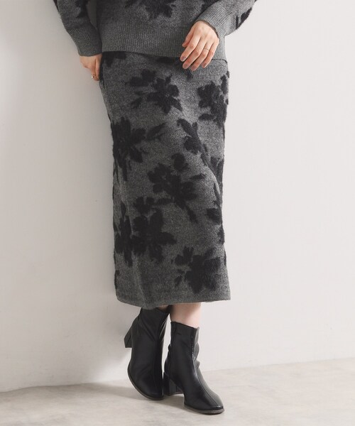 ITS'DEMO（イッツデモ）の「【手洗い可／セットアップ可】花柄フェザージャカードニットスカート（スカート・レディース・ブラウン系その他/サックスブルー/グレー/チャコールグレー・00）」の7枚目の写真