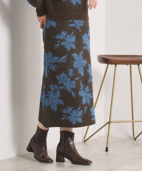ITS'DEMO（イッツデモ）の「【手洗い可／セットアップ可】花柄フェザージャカードニットスカート（スカート・レディース・ブラウン系その他/サックスブルー/グレー/チャコールグレー・00）」の11枚目の写真