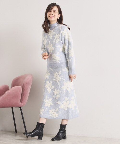 ITS'DEMO（イッツデモ）の「【手洗い可／セットアップ可】花柄フェザージャカードニットスカート（スカート・レディース・ブラウン系その他/サックスブルー/グレー/チャコールグレー・00）」の16枚目の写真