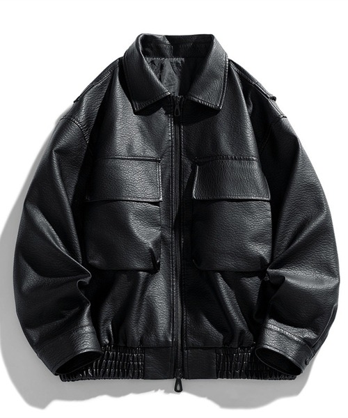 CALIFORNIA OUTFITTERS(カリフォルニア アウトフィッターズ)の「12A11-SZ BIGポケット PUレザー ジップアップ ブルゾン(ブルゾン・メンズ・ブラック/ブラウン・M/XL/L)」の2枚目の写真