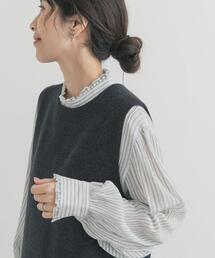 URBAN RESEARCH DOORS | ピンタックフリルスタンドカラーブラウス(シャツ/ブラウス)