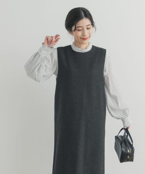 URBAN RESEARCH DOORS(アーバンリサーチドアーズ)の「ピンタックフリルスタンドカラーブラウス(シャツ/ブラウス・レディース・ストライプ/オフホワイト/ブラック・FREE)」の14枚目の写真