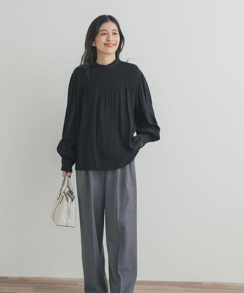 セール】ピンタックフリルスタンドカラーブラウス（シャツ/ブラウス