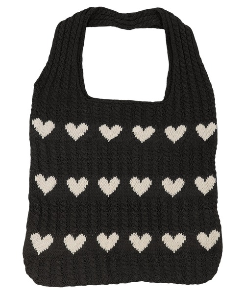 KOBE LETTUCE（コウベレタス）の「ハート柄ニットトートバッグ（トートバッグ・レディース・アイボリー/ブラック/ベージュ・F）」の9枚目の写真