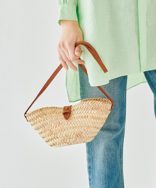 KECH LeS ESSENTIELS かごバッグ  ベージュ 【古着】【中古】【送料無料】 KECH LeS ESSENTIELS かごバッグ ベージュ 【古着】【中古】【送料無料