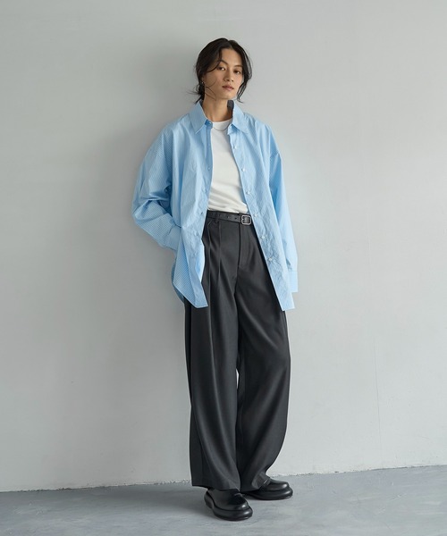 meilmada（メイルマダ）の「ストライプオーバーサイズシャツ（シャツ/ブラウス・レディース・サックスブルー/ピンク・FREE）」の14枚目の写真