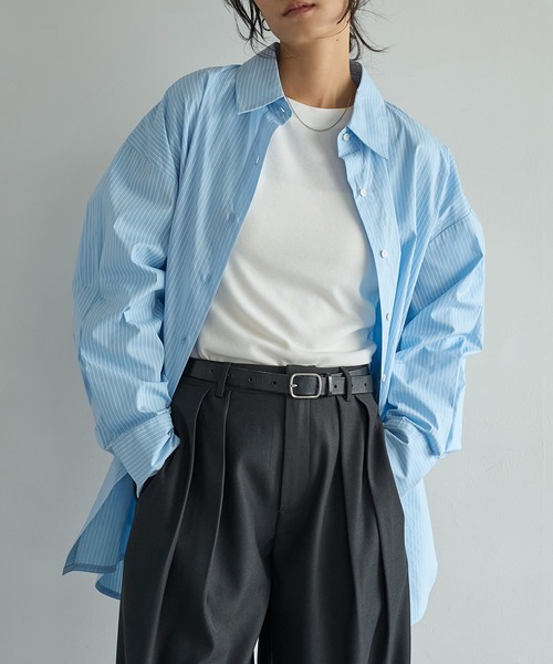 meilmada（メイルマダ）の「ストライプオーバーサイズシャツ（シャツ/ブラウス・レディース・サックスブルー/ピンク・FREE）」の10枚目の写真