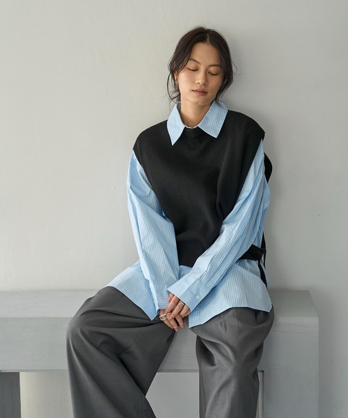 meilmada（メイルマダ）の「ストライプオーバーサイズシャツ（シャツ/ブラウス・レディース・サックスブルー/ピンク・FREE）」の16枚目の写真