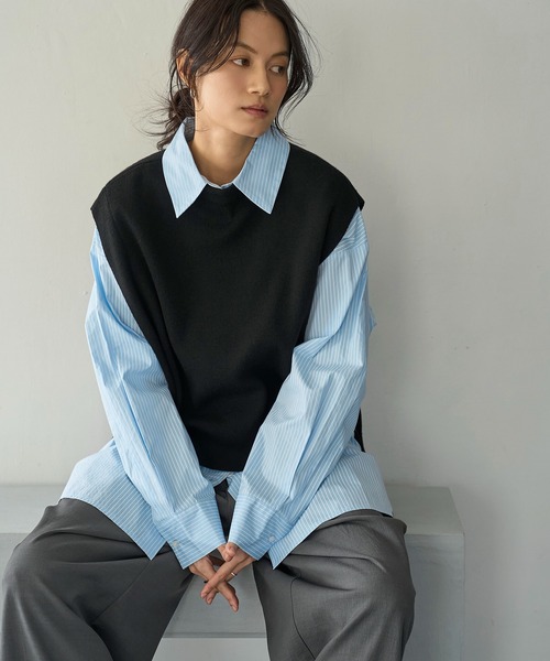 meilmada（メイルマダ）の「ストライプオーバーサイズシャツ（シャツ/ブラウス・レディース・サックスブルー/ピンク・FREE）」の17枚目の写真