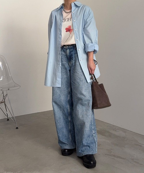 meilmada（メイルマダ）の「ストライプオーバーサイズシャツ（シャツ/ブラウス・レディース・サックスブルー/ピンク・FREE）」の20枚目の写真