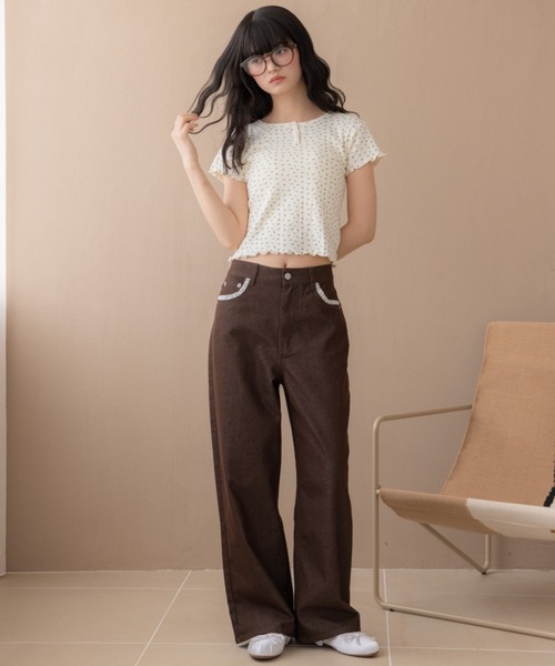 REMOON(リムーン)の「レース付きデニムパンツ(デニムパンツ・レディース・ブラウン/ライトブルー・MEDIUM/SMALL)」の19枚目の写真